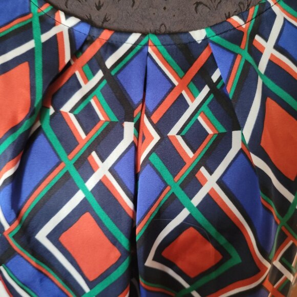 Nine West Sleeveless Diamond Geometric Print Blouse Top M Polyester Womens Multi - Picture 7 of 8